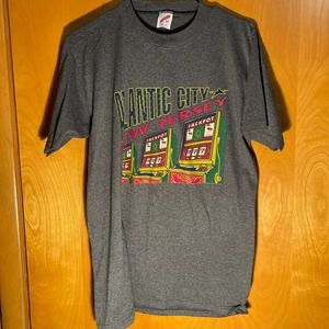 Vintage 90s Jerzees Atlantic City Casino Graphic‎ Tee Size Large USA